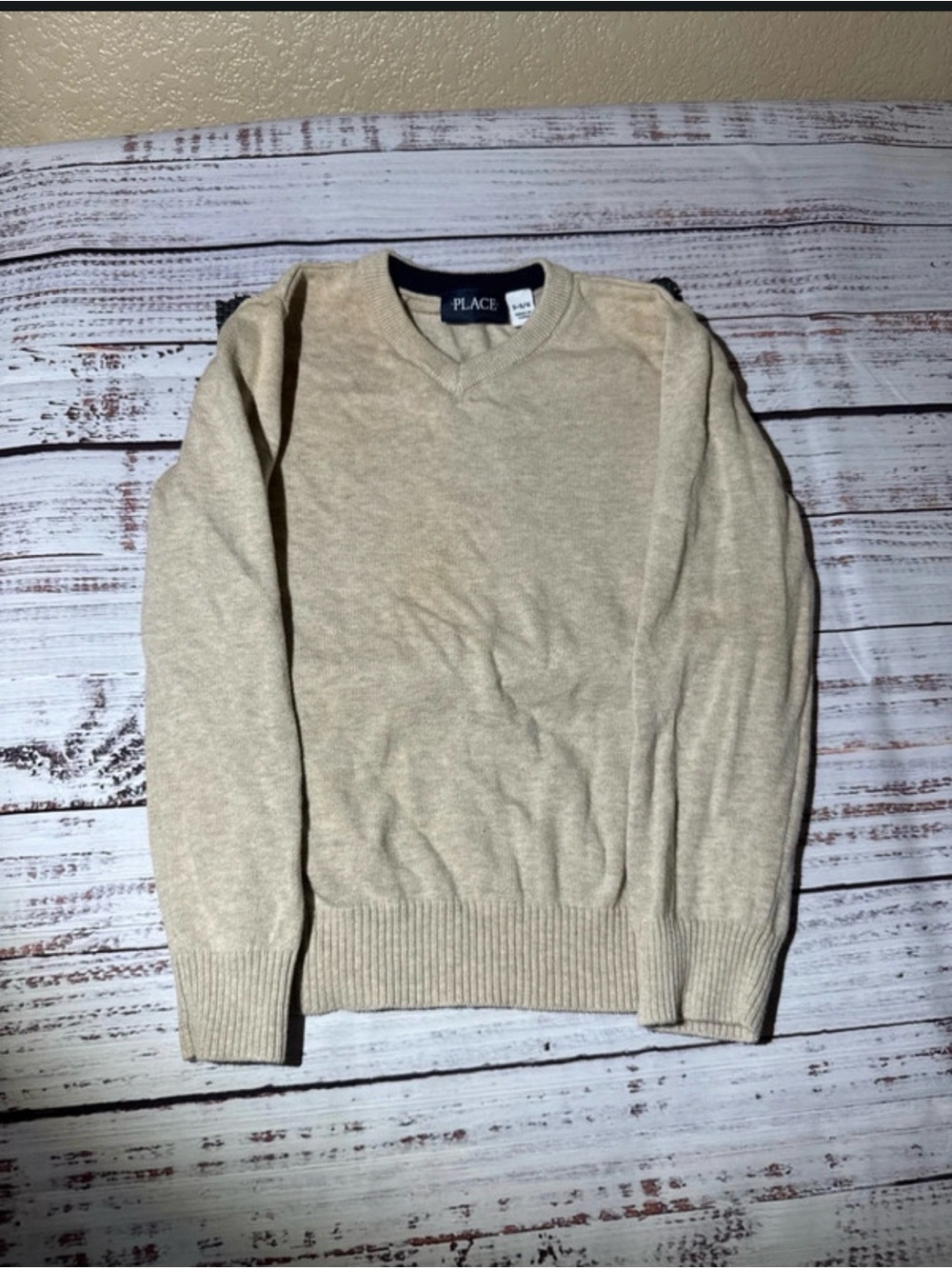 Place Men's Beige V-Neck Sweater